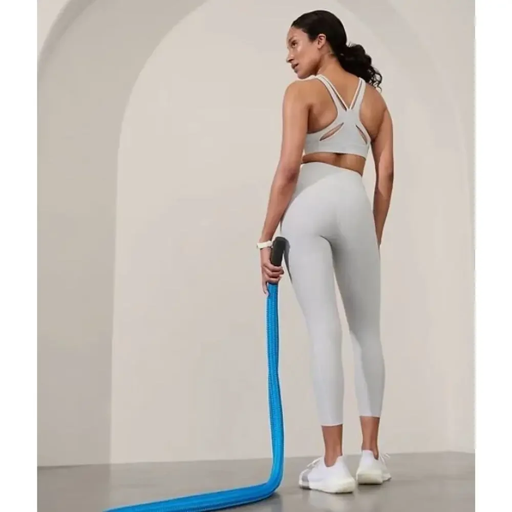 Athleta S Interval Stash High Rise Tipped 7/8 Legging Quartz White Small - Picture 2 of 5